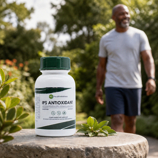 IPS Antioxidant in a bright outdoor wellness setting