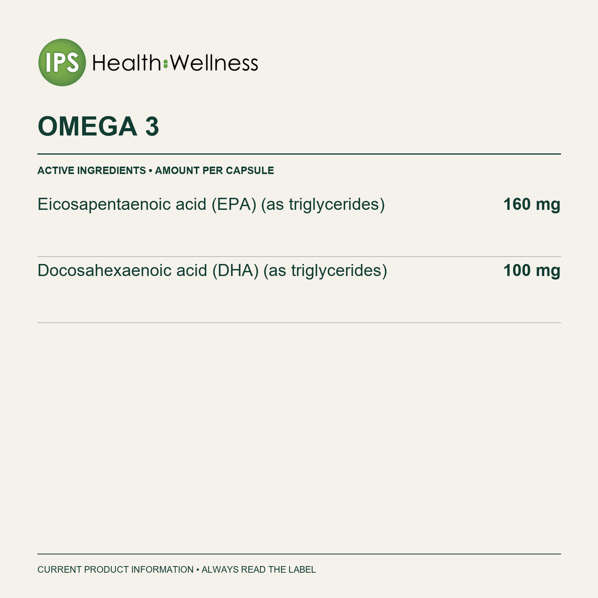 Omega 3 active ingredients and quantities