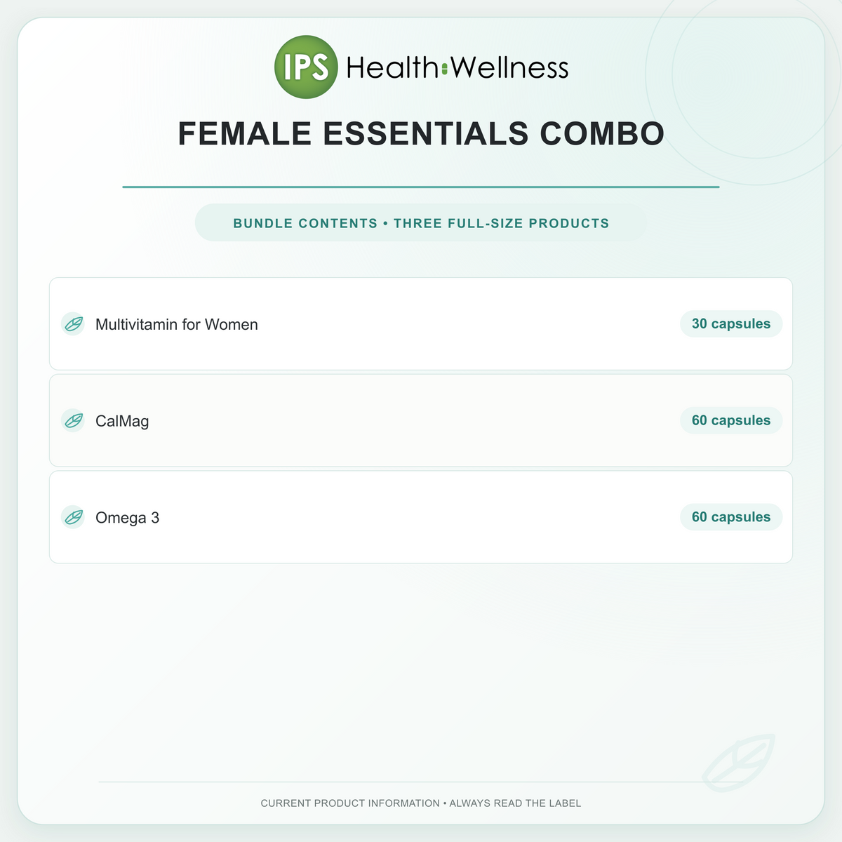 Female Essentials Combo bundle contents