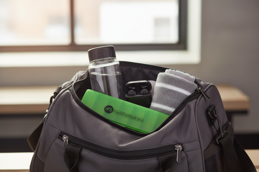 IPS Green Pill Organiser in gym bag lifestyle photo