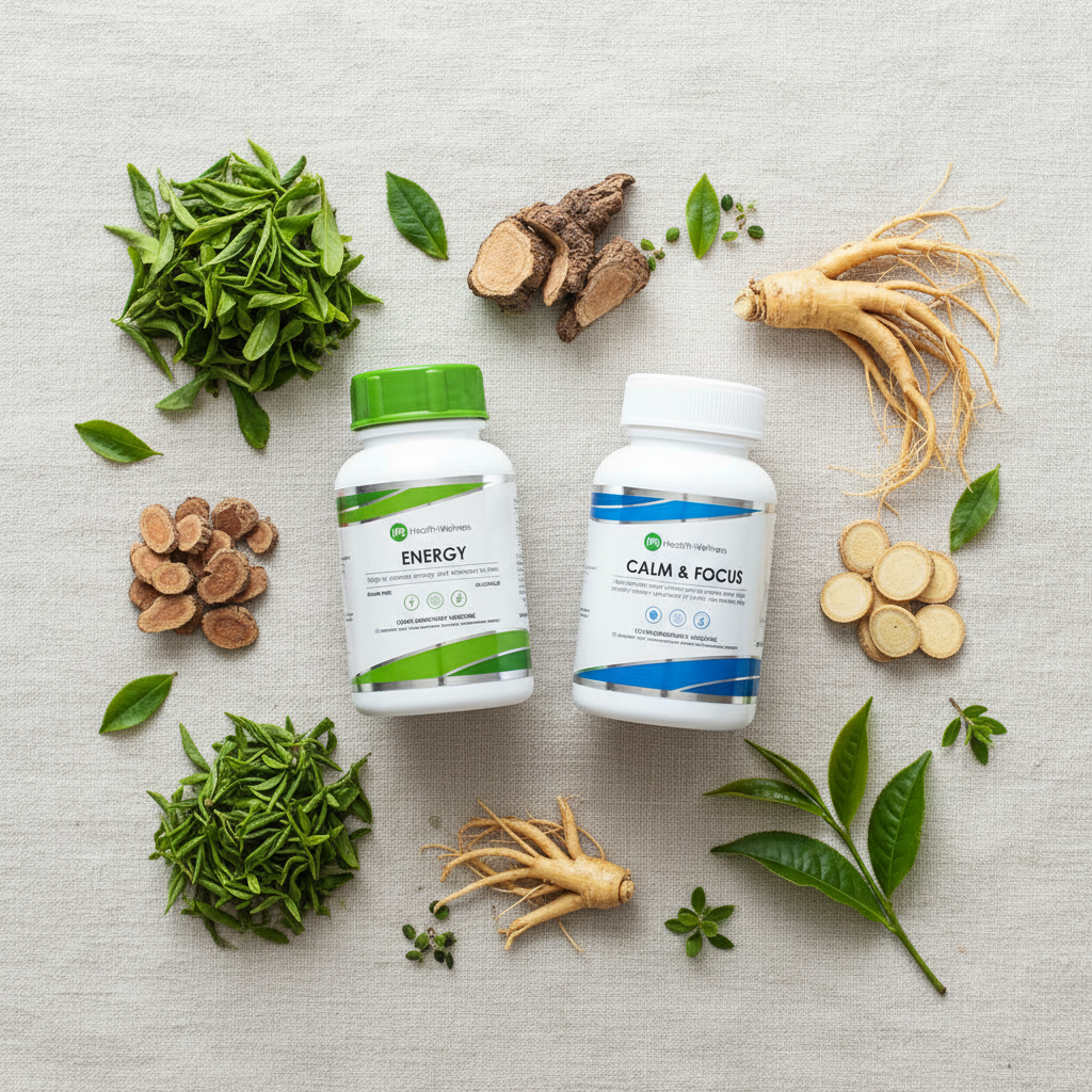 IPS Starter Energy Stack flat lay with botanicals