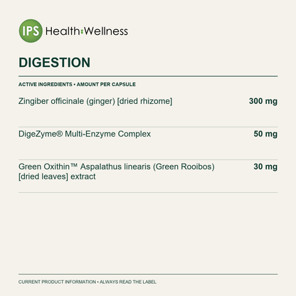 Digestion ingredients and quantities per capsule