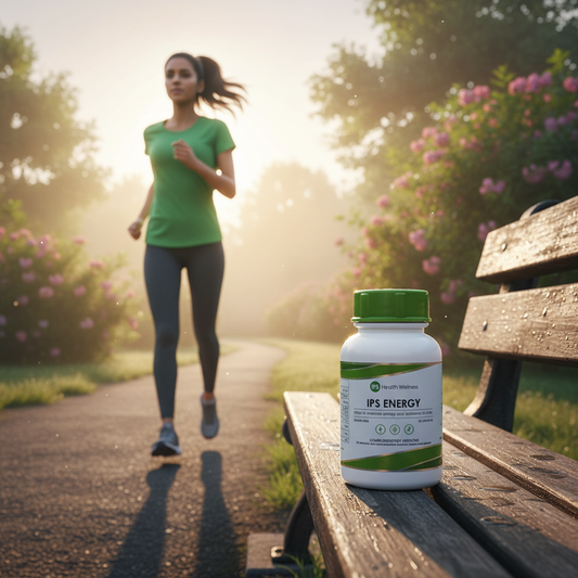 IPS Energy lifestyle shot with active person in morning workout setting