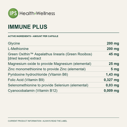 Immune Plus active ingredients and quantities