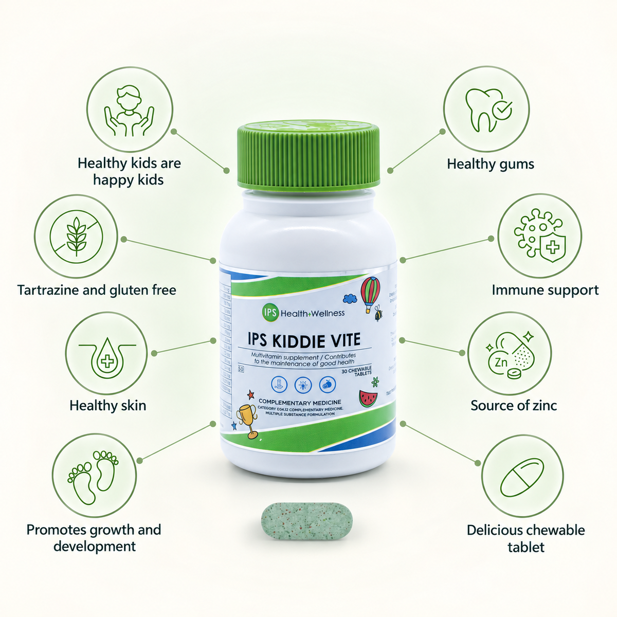 IPS Kiddie Vite product and benefits — no-heading design