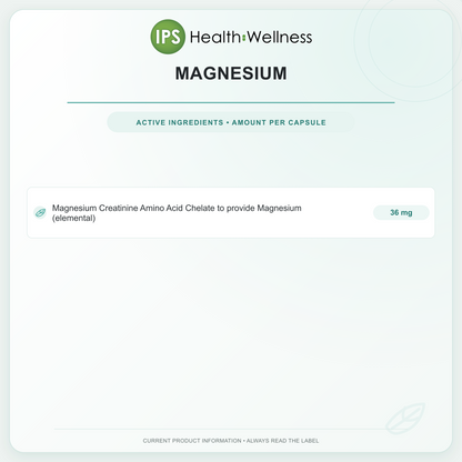 Magnesium active ingredients and quantities