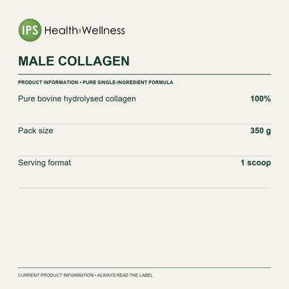 Male Collagen ingredient and pack information