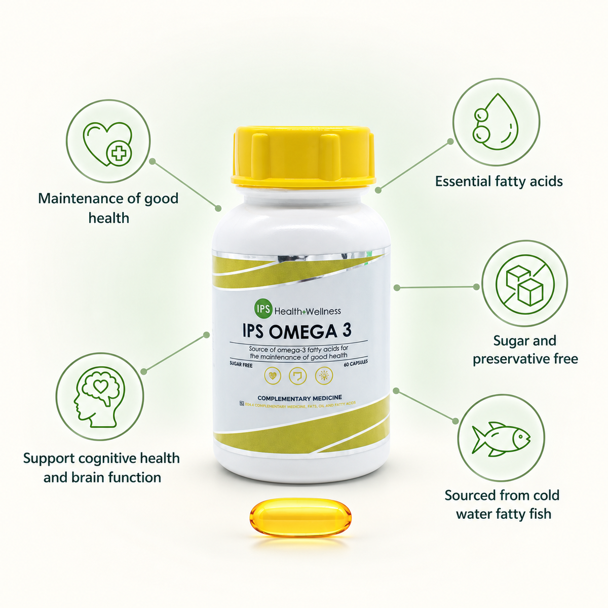 IPS Omega 3 product and benefits — no-heading design
