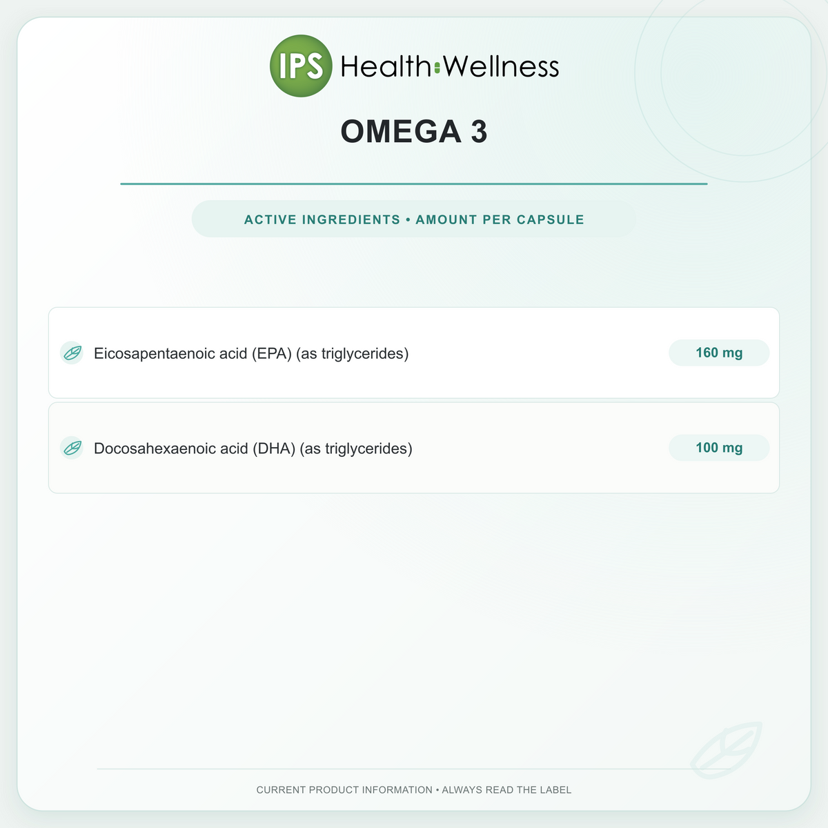 Omega 3 active ingredients and quantities