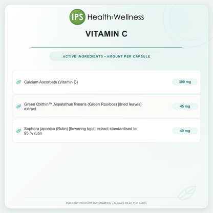 Vitamin C active ingredients and quantities