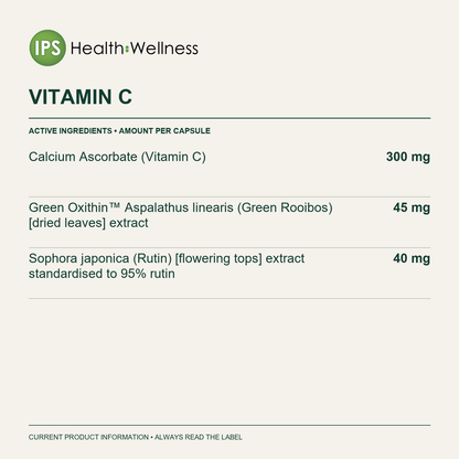 Vitamin C active ingredients and quantities