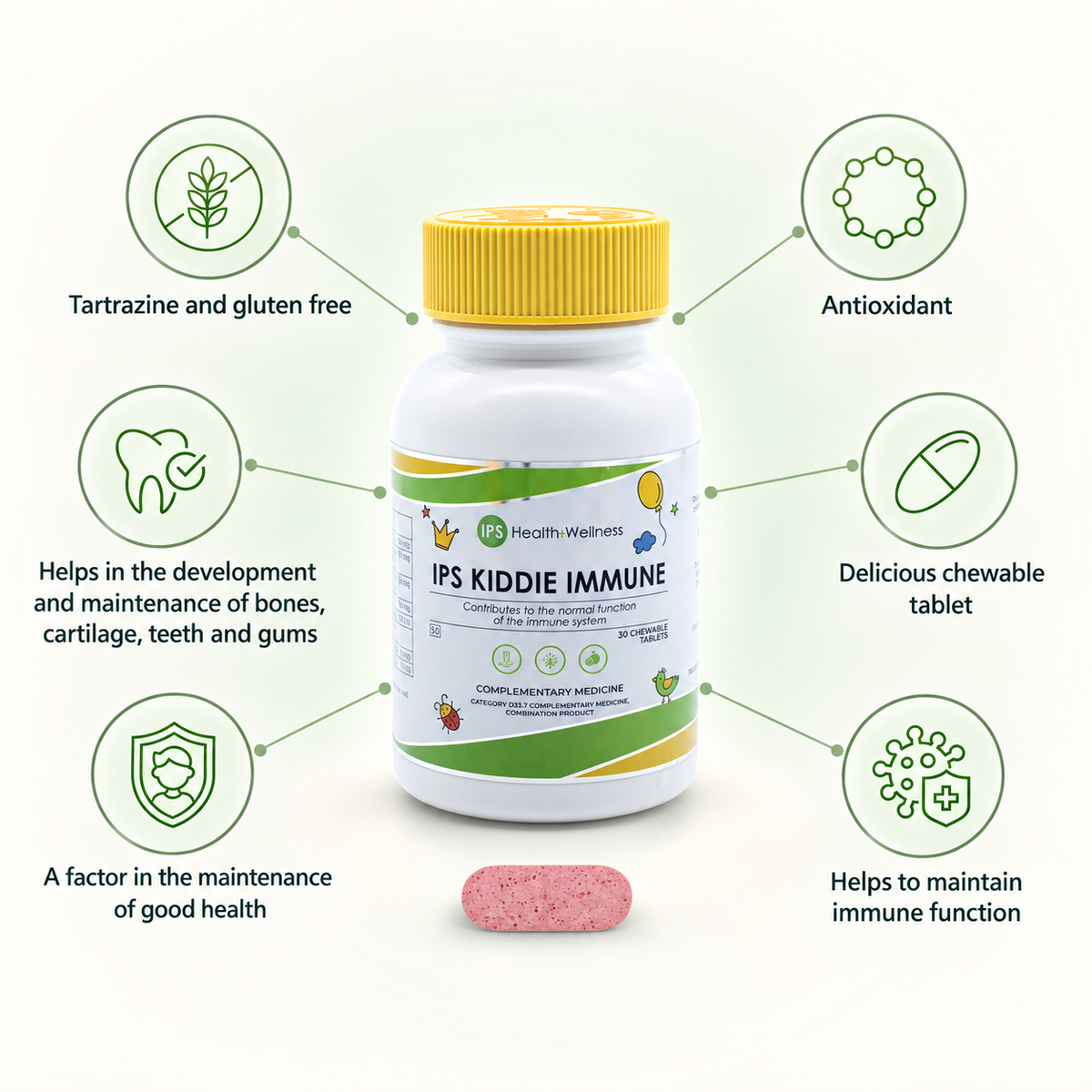 IPS Kiddie Immune product and benefits — no-heading design