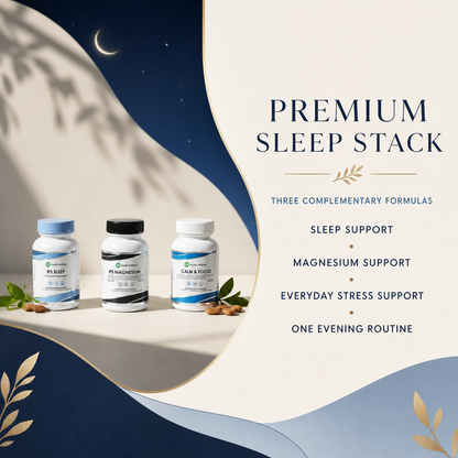 Premium Sleep Stack benefit snapshot for sleep, magnesium and everyday stress support