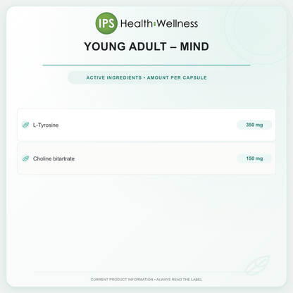 Young Adult – Mind active ingredients and quantities