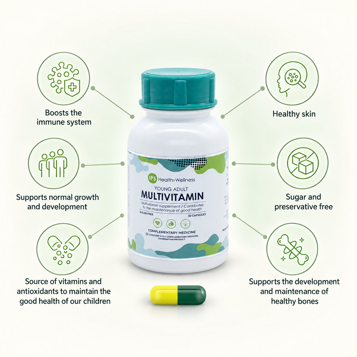 IPS Young Adult  Multivitamin product and benefits — no-heading design