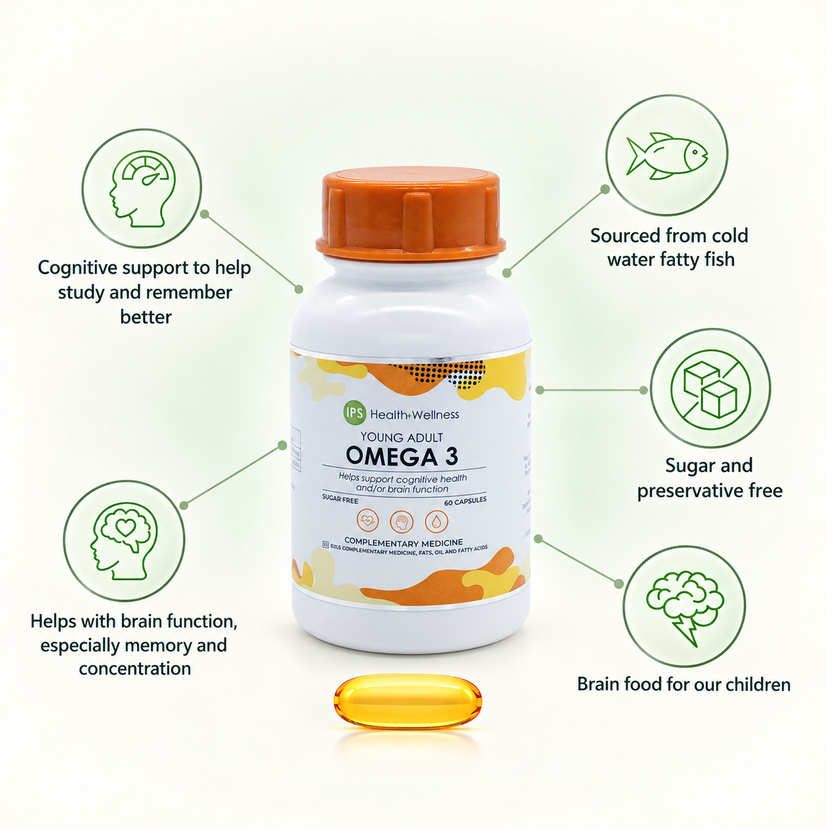 IPS Young Adult  Omega 3 product and benefits — no-heading design