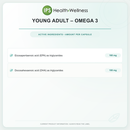 Young Adult – Omega 3 active ingredients and quantities